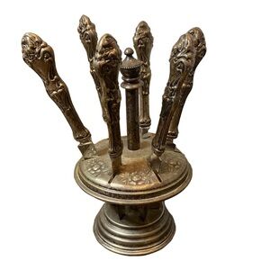 Vintage and Rare Fruit Knife Set Holder with 6 Knife